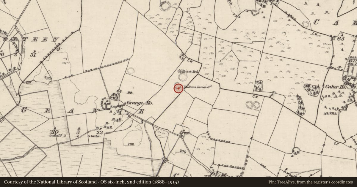 Ordnance Survey six-inch map, 2nd edition (1888–1915) covering the location of Ringfort - rath, Grange, County Galway, with a pin at the register's coordinates
