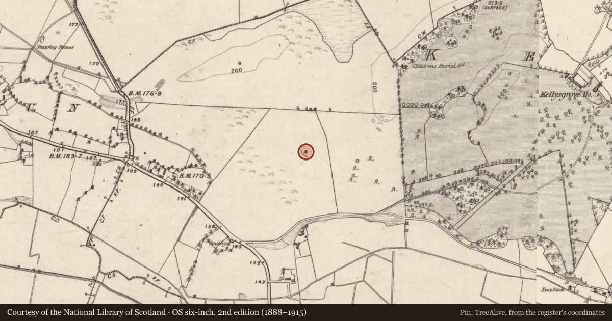 Ordnance Survey six-inch map, 2nd edition (1888–1915) covering the location of Enclosure, Kellysgrove, County Galway, with a pin at the register's coordinates