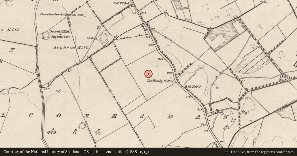 Ordnance Survey six-inch map, 2nd edition (1888–1915) covering the location of Battlefield, County Galway, with a pin at the register's coordinates