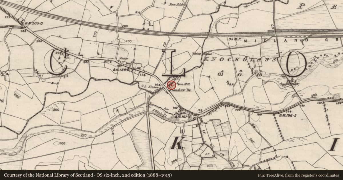 Ordnance Survey six-inch map, 2nd edition (1888–1915) covering the location of Mill - corn, Knockglass, County Galway, with a pin at the register's coordinates