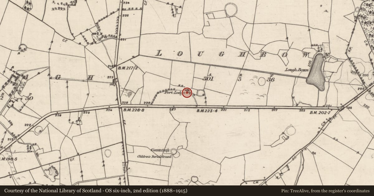 Ordnance Survey six-inch map, 2nd edition (1888–1915) covering the location of House - 18th/19th century, Loughbown, County Galway, with a pin at the register's coordinates