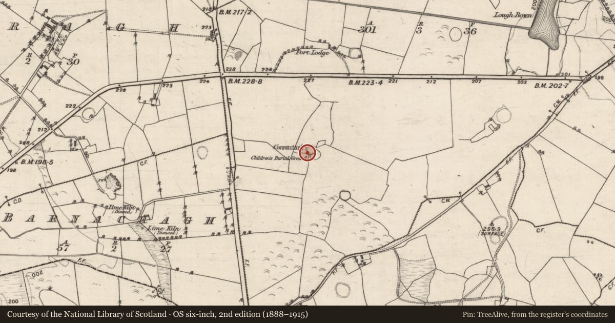 Ordnance Survey six-inch map, 2nd edition (1888–1915) covering the location of Ringfort - rath, Loughbown, County Galway, with a pin at the register's coordinates