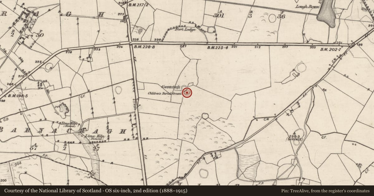 Ordnance Survey six-inch map, 2nd edition (1888–1915) covering the location of Ringfort - rath, Loughbown, County Galway, with a pin at the register's coordinates