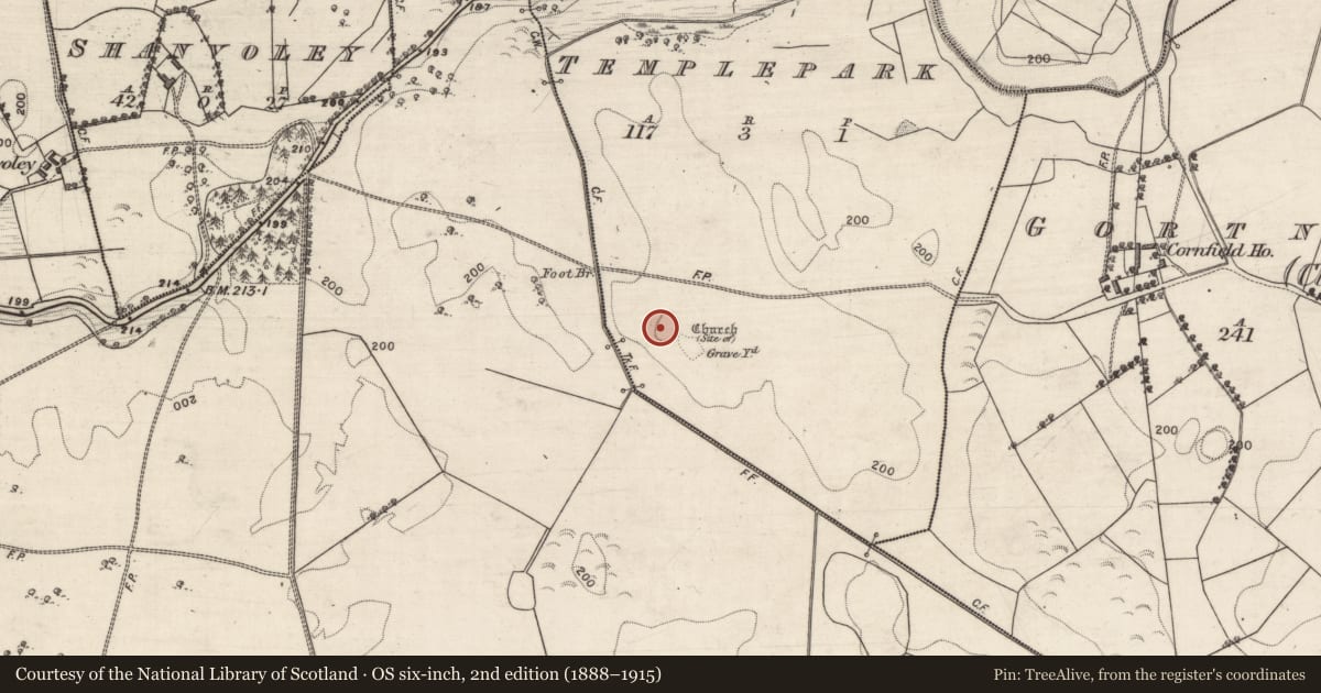 Ordnance Survey six-inch map, 2nd edition (1888–1915) covering the location of Enclosure, Templepark, County Galway, with a pin at the register's coordinates