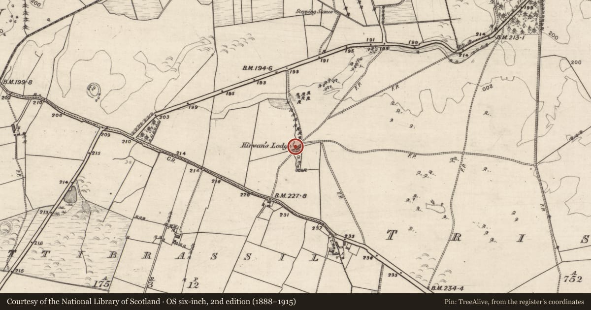 Ordnance Survey six-inch map, 2nd edition (1888–1915) covering the location of House - 18th/19th century, Tristaun, County Galway, with a pin at the register's coordinates