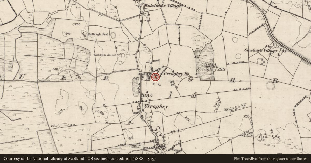 Ordnance Survey six-inch map, 2nd edition (1888–1915) covering the location of House - 18th/19th century, Urraghry, County Galway, with a pin at the register's coordinates