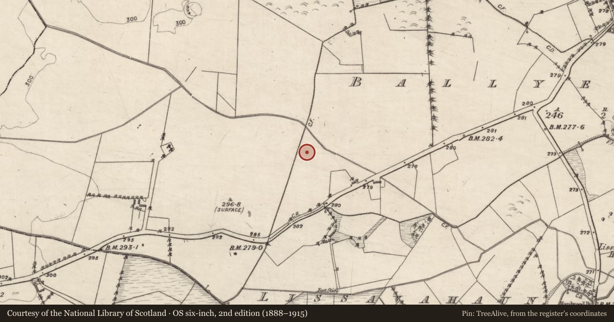 Ordnance Survey six-inch map, 2nd edition (1888–1915) covering the location of Enclosure, Ballyeighter, County Galway, with a pin at the register's coordinates