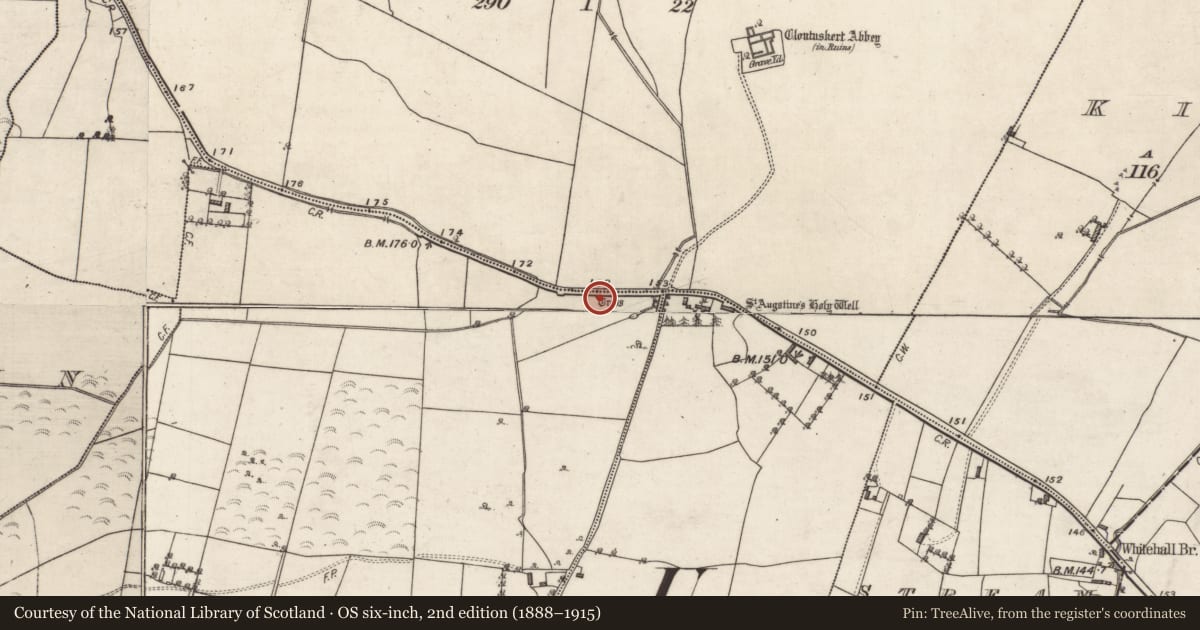 Ordnance Survey six-inch map, 2nd edition (1888–1915) covering the location of Cross, Chapelpark, County Galway, with a pin at the register's coordinates