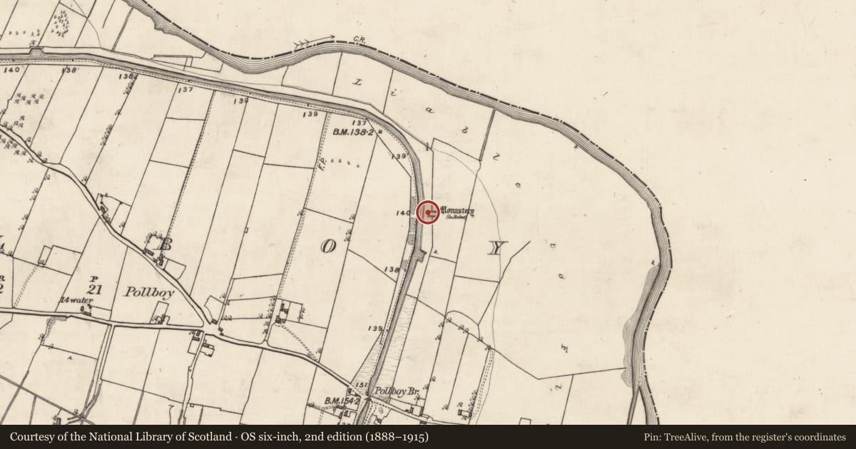 Ordnance Survey six-inch map, 2nd edition (1888–1915) covering the location of Church, Pollboy, County Galway, with a pin at the register's coordinates
