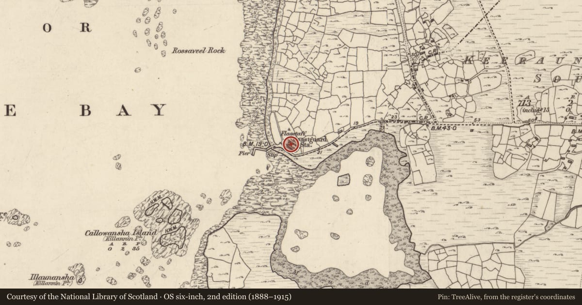 Ordnance Survey six-inch map, 2nd edition (1888–1915) covering the location of Building, Ballintleva, County Galway, with a pin at the register's coordinates