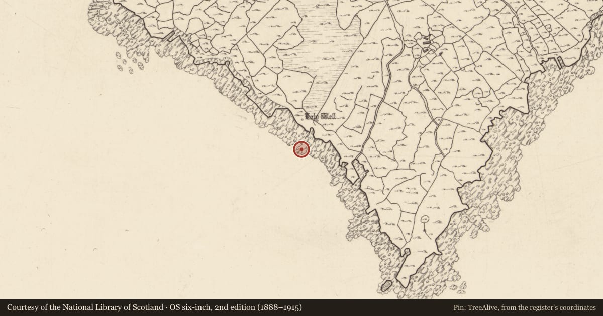 Ordnance Survey six-inch map, 2nd edition (1888–1915) covering the location of Ritual site - holy well, An Cheathrú Rua Theas, County Galway, with a pin at the register's coordinates