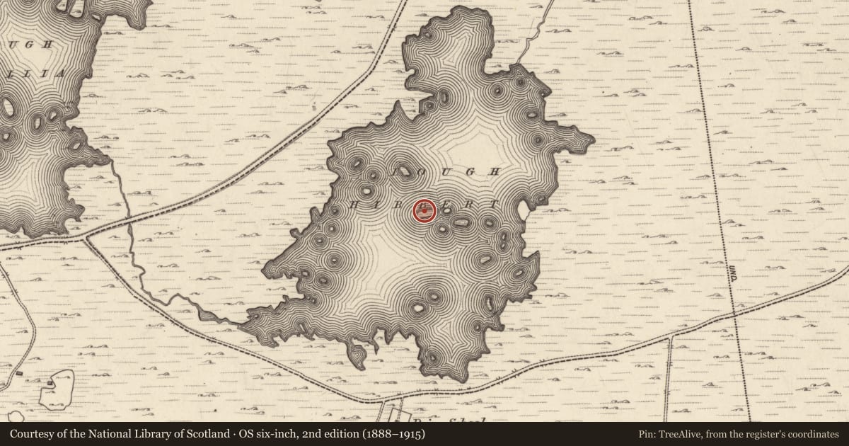 Ordnance Survey six-inch map, 2nd edition (1888–1915) covering the location of Crannog, An Máimín, County Galway, with a pin at the register's coordinates