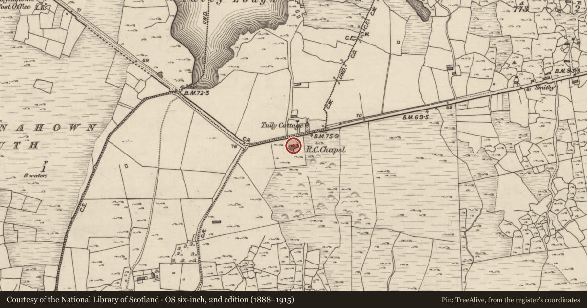 Ordnance Survey six-inch map, 2nd edition (1888–1915) covering the location of Chapel, An Tulaigh, County Galway, with a pin at the register's coordinates