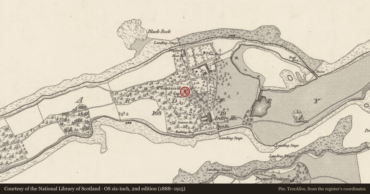 Ordnance Survey six-inch map, 2nd edition (1888–1915) covering the location of Ritual site - holy well, Ardfry, County Galway, with a pin at the register's coordinates