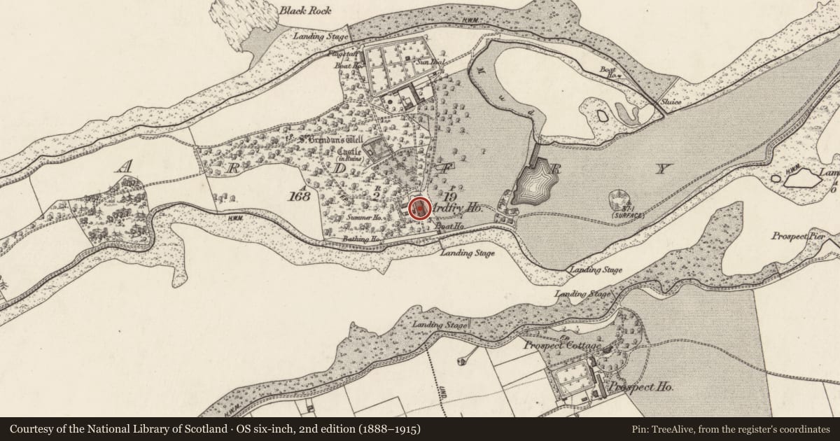 Ordnance Survey six-inch map, 2nd edition (1888–1915) covering the location of Country house, Ardfry, County Galway, with a pin at the register's coordinates