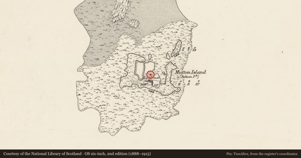 Ordnance Survey six-inch map, 2nd edition (1888–1915) covering the location of Battery, Mutton Island, County Galway, with a pin at the register's coordinates