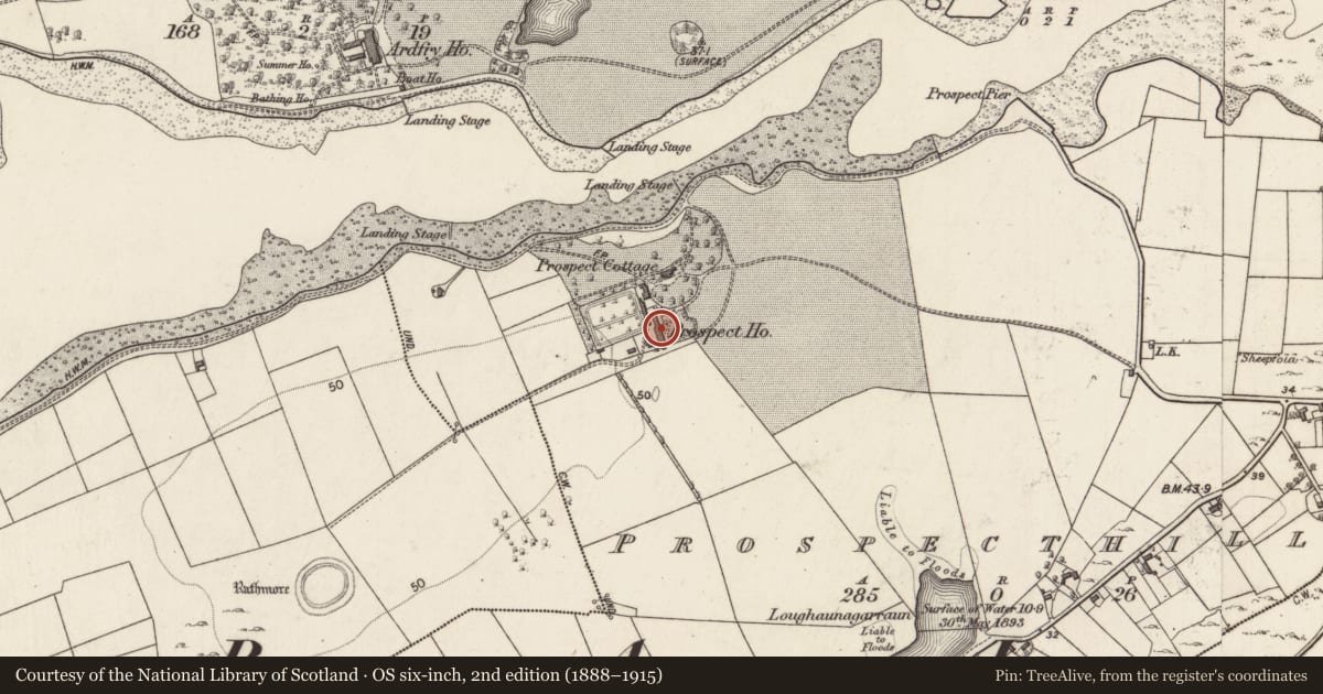 Ordnance Survey six-inch map, 2nd edition (1888–1915) covering the location of House - indeterminate date, Prospecthill, County Galway, with a pin at the register's coordinates