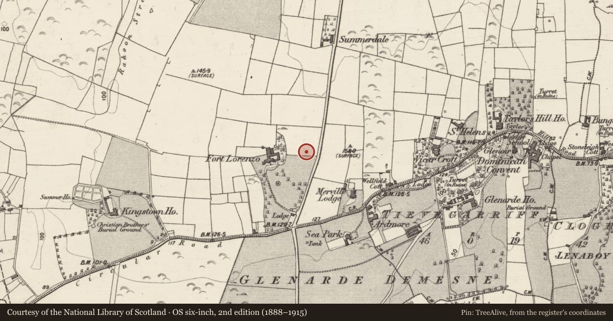 Ordnance Survey six-inch map, 2nd edition (1888–1915) covering the location of Well, Rahoon, County Galway, with a pin at the register's coordinates