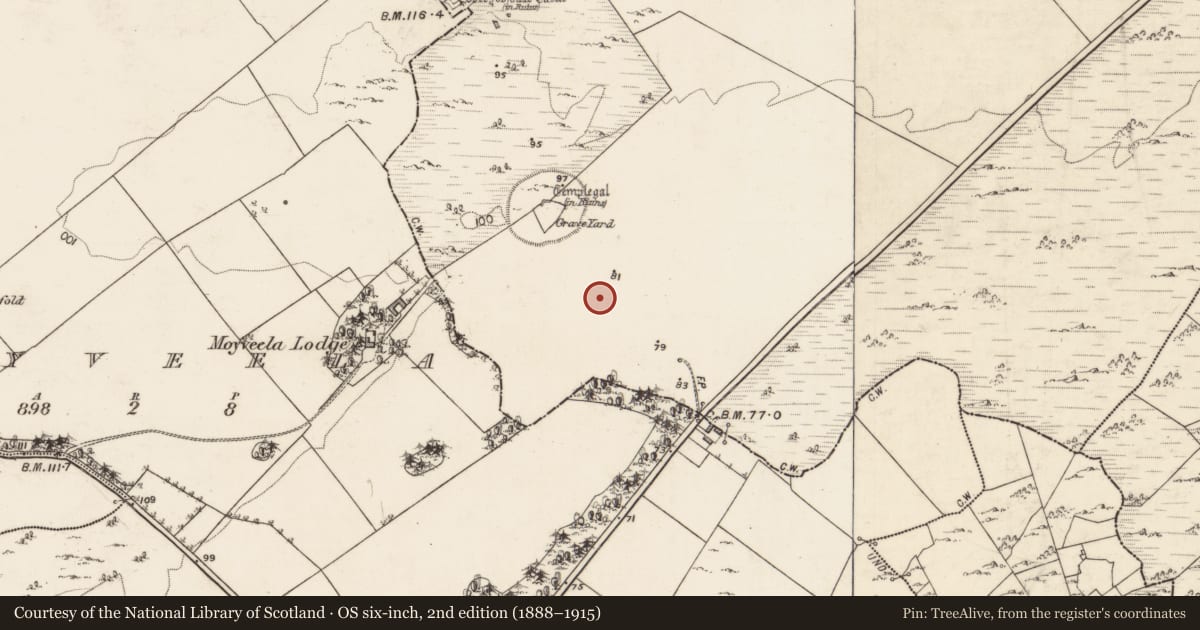 Ordnance Survey six-inch map, 2nd edition (1888–1915) covering the location of Earthwork, Derrydonnell More, County Galway, with a pin at the register's coordinates