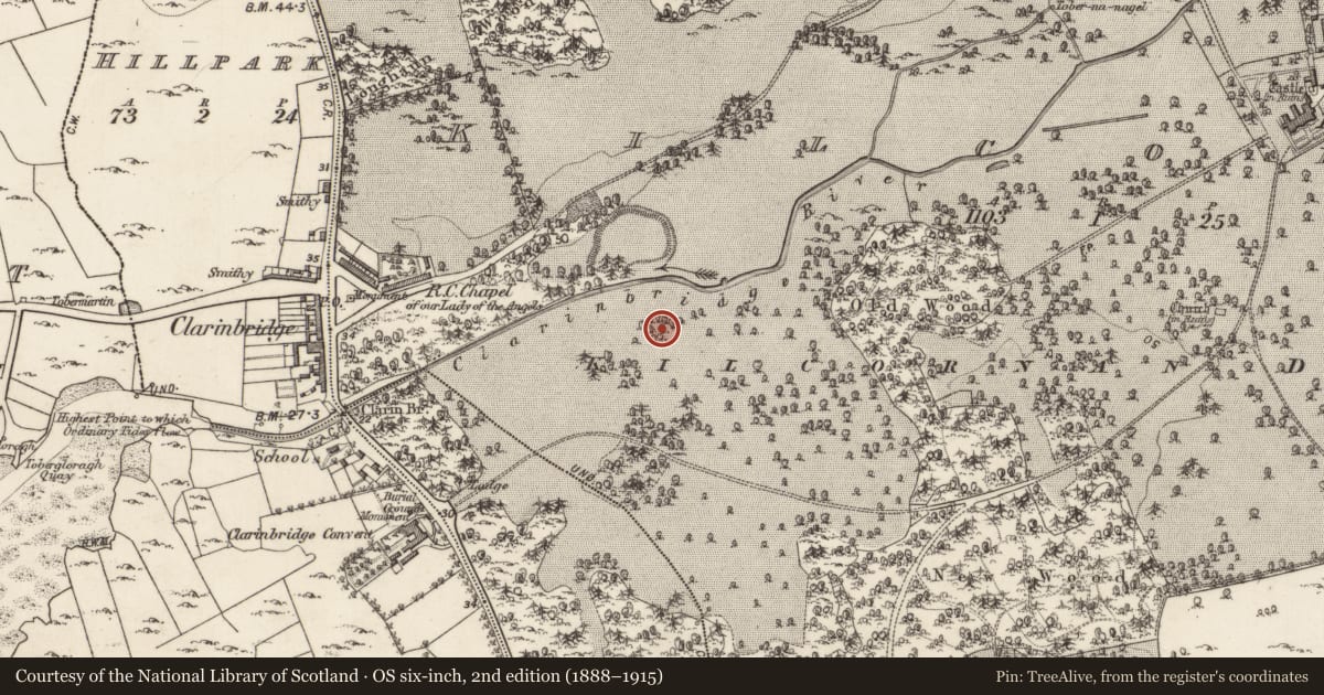 Ordnance Survey six-inch map, 2nd edition (1888–1915) covering the location of Icehouse, Kilcornan, County Galway, with a pin at the register's coordinates