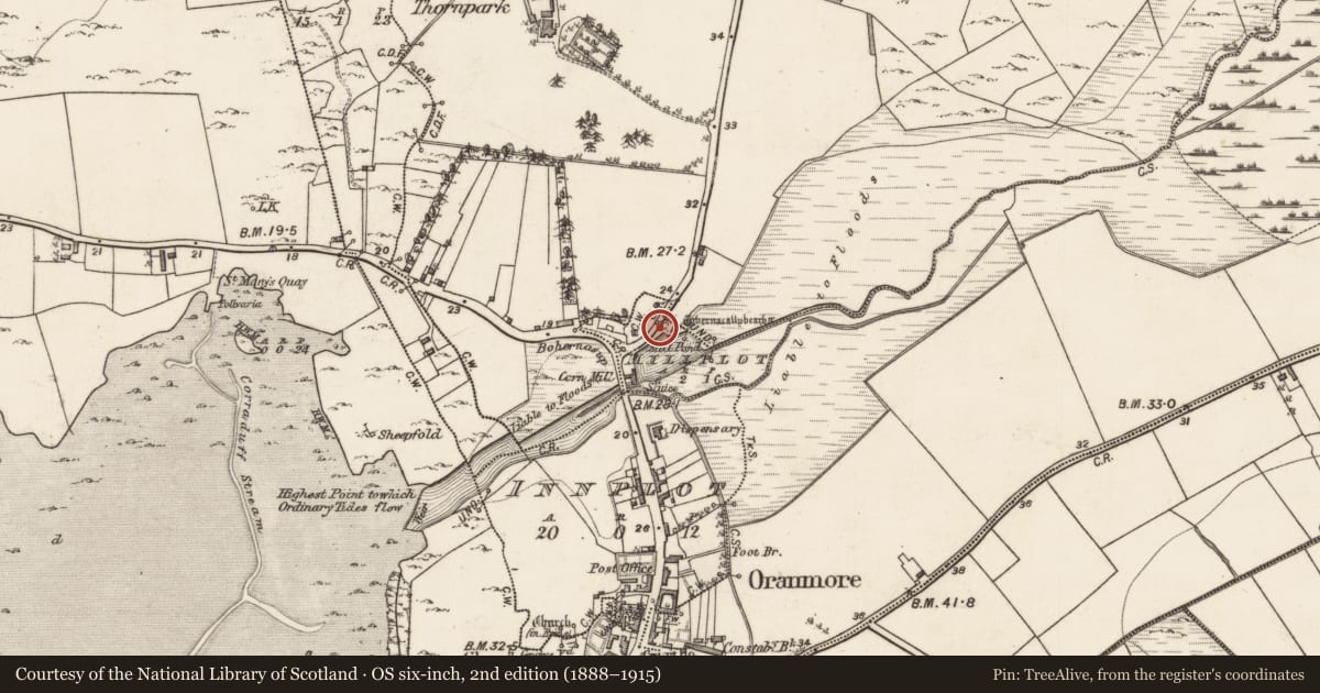 Ordnance Survey six-inch map, 2nd edition (1888–1915) covering the location of Well, Carrowmoneash, County Galway, with a pin at the register's coordinates