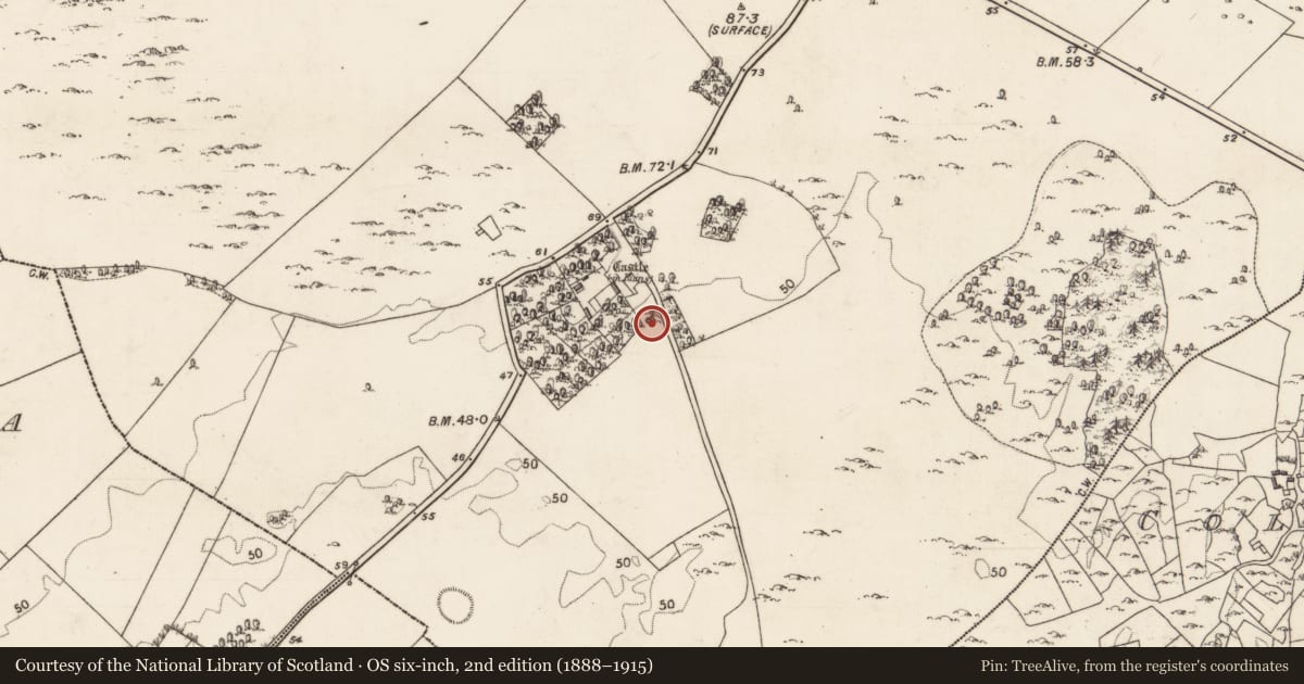 Ordnance Survey six-inch map, 2nd edition (1888–1915) covering the location of Well, Moyveela, County Galway, with a pin at the register's coordinates