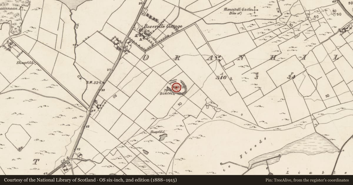 Ordnance Survey six-inch map, 2nd edition (1888–1915) covering the location of Ringfort - rath, Oranhill, County Galway, with a pin at the register's coordinates