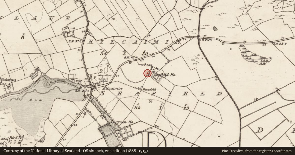 Ordnance Survey six-inch map, 2nd edition (1888–1915) covering the location of House - 18th/19th century, Seafield, County Galway, with a pin at the register's coordinates