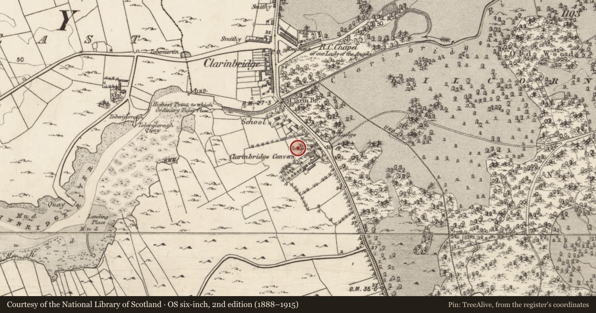 Ordnance Survey six-inch map, 2nd edition (1888–1915) covering the location of Burial ground, Stradbally North, County Galway, with a pin at the register's coordinates