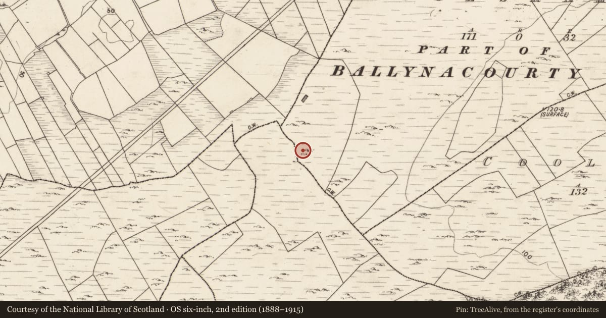 Ordnance Survey six-inch map, 2nd edition (1888–1915) covering the location of House - indeterminate date, Coolsrahra, County Galway, with a pin at the register's coordinates
