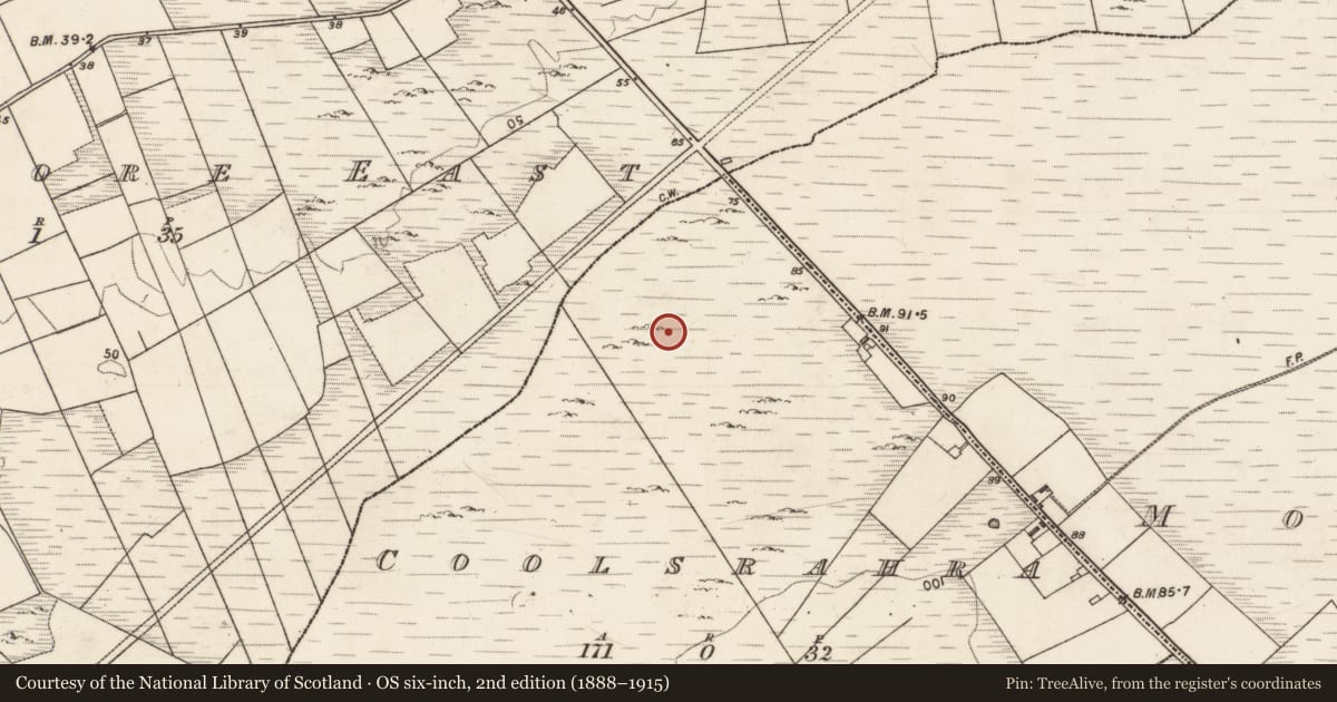 Ordnance Survey six-inch map, 2nd edition (1888–1915) covering the location of Ringfort - cashel, Coolsrahra, County Galway, with a pin at the register's coordinates