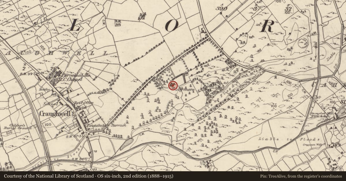 Ordnance Survey six-inch map, 2nd edition (1888–1915) covering the location of Country house, Ballymore, County Galway, with a pin at the register's coordinates