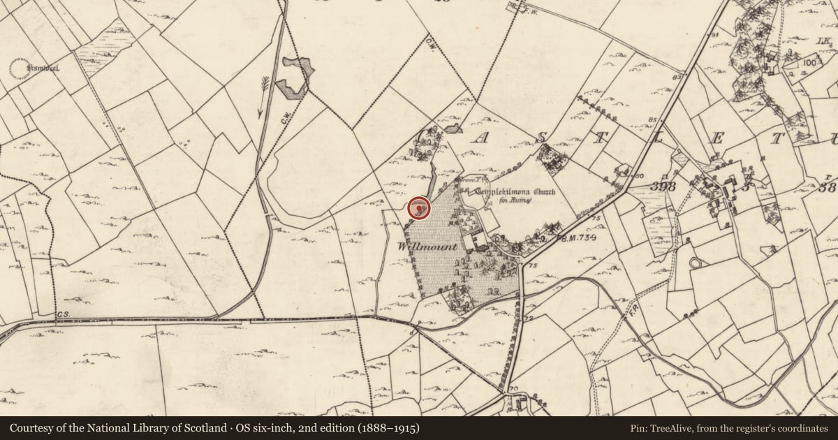 Ordnance Survey six-inch map, 2nd edition (1888–1915) covering the location of Fulacht fia, Castleturvin, County Galway, with a pin at the register's coordinates