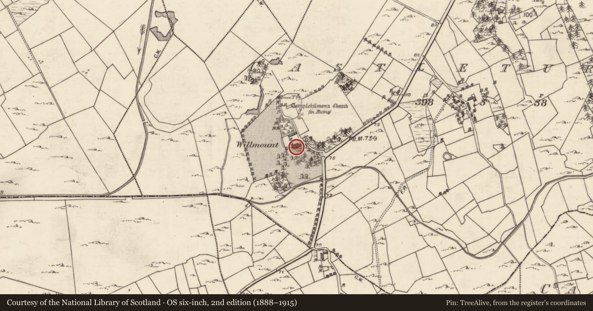 Ordnance Survey six-inch map, 2nd edition (1888–1915) covering the location of Country house, Castleturvin, County Galway, with a pin at the register's coordinates