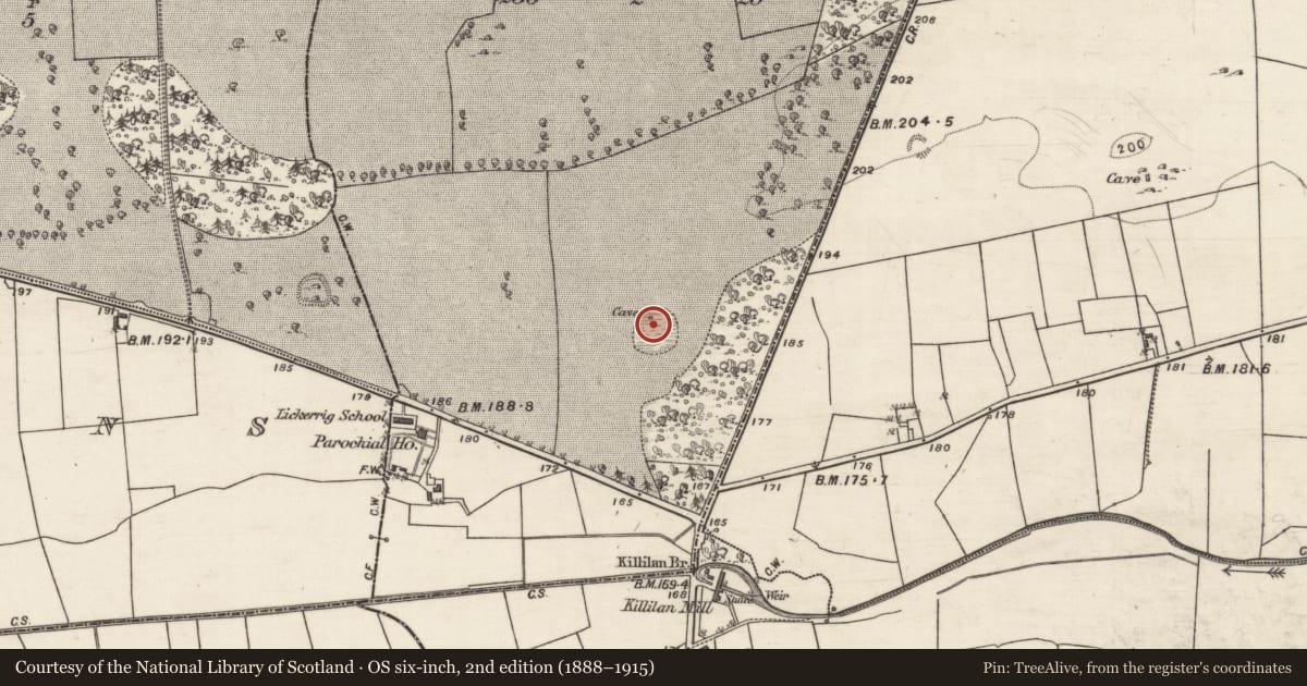 Ordnance Survey six-inch map, 2nd edition (1888–1915) covering the location of House - indeterminate date, Carrowbaun, County Galway, with a pin at the register's coordinates
