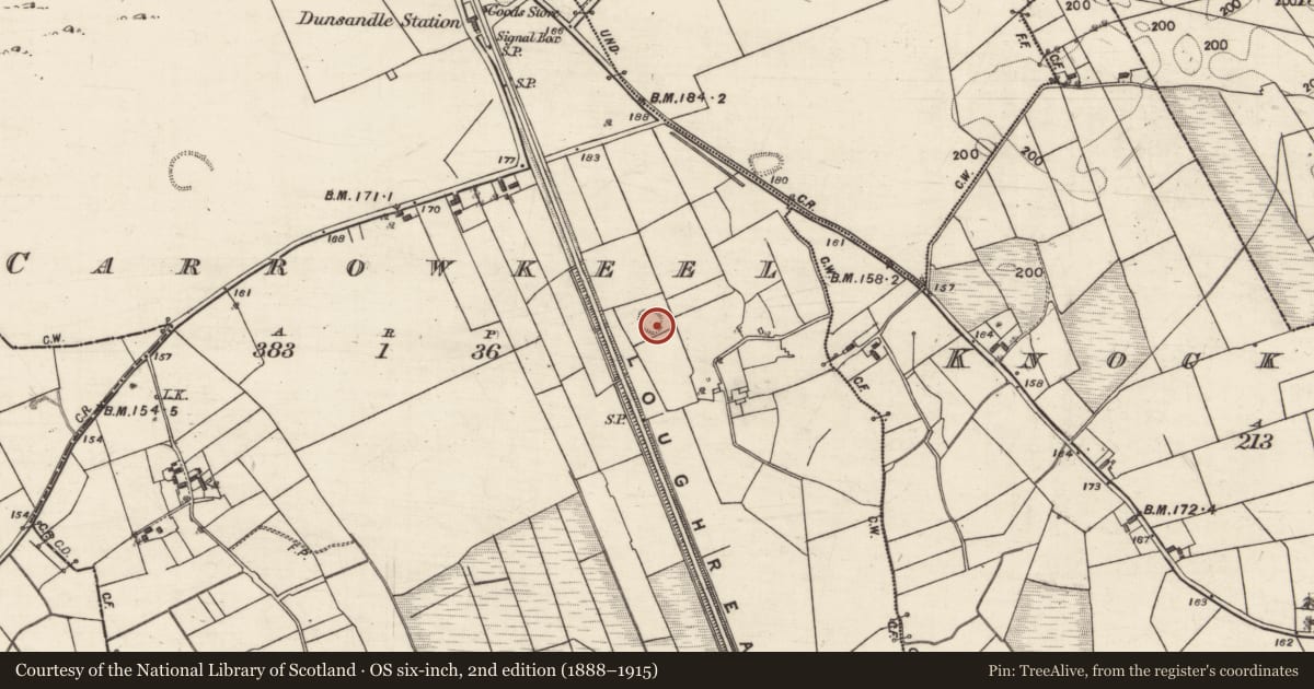 Ordnance Survey six-inch map, 2nd edition (1888–1915) covering the location of Ringfort - rath, Carrowkeel, County Galway, with a pin at the register's coordinates