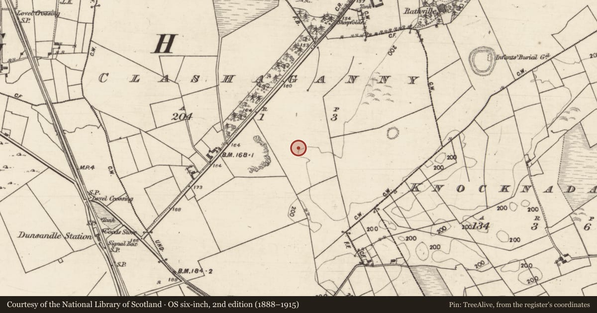 Ordnance Survey six-inch map, 2nd edition (1888–1915) covering the location of Quarry, Clashaganny, County Galway, with a pin at the register's coordinates