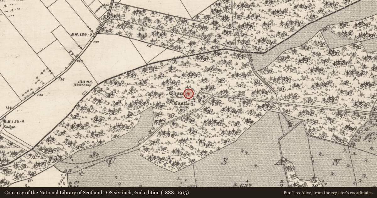 Ordnance Survey six-inch map, 2nd edition (1888–1915) covering the location of Church, Dunsandle, County Galway, with a pin at the register's coordinates