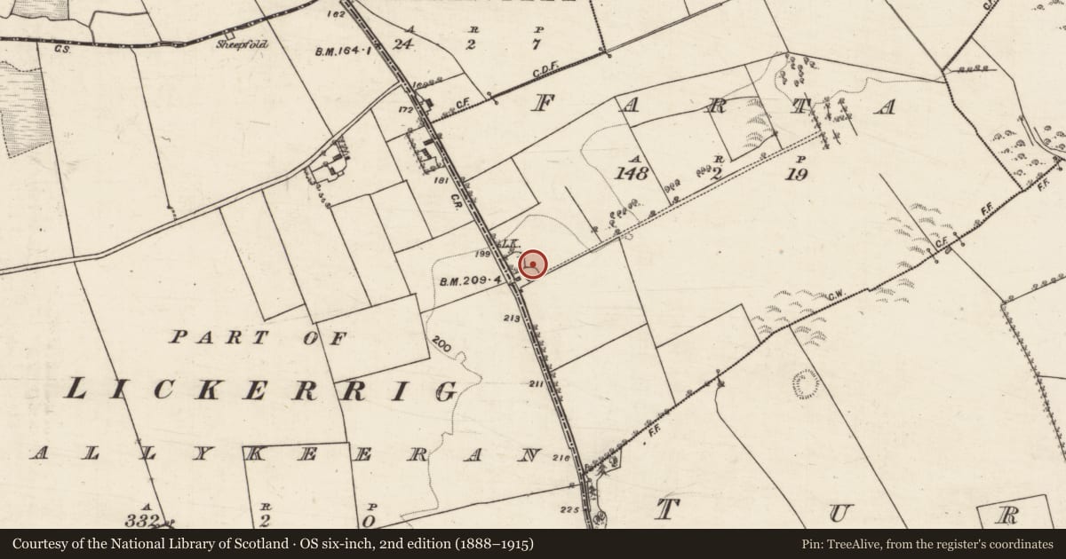 Ordnance Survey six-inch map, 2nd edition (1888–1915) covering the location of Barrow - bowl-barrow, Farta, County Galway, with a pin at the register's coordinates