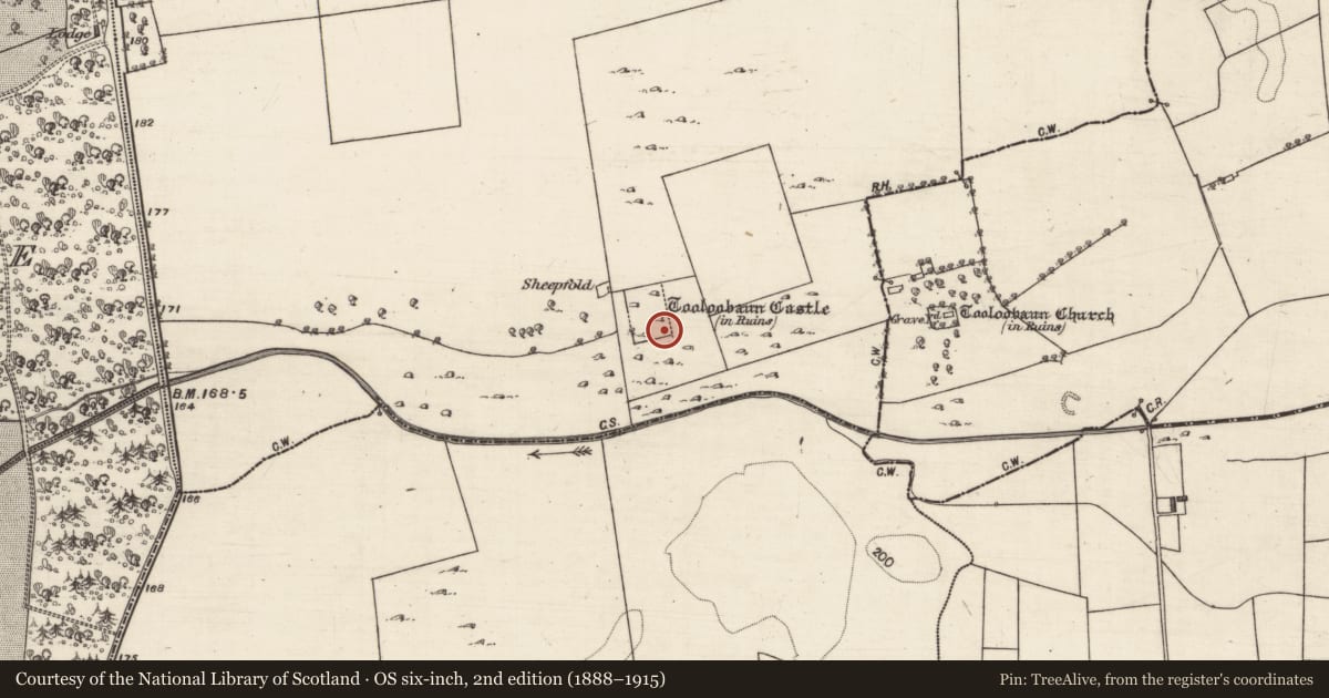 Ordnance Survey six-inch map, 2nd edition (1888–1915) covering the location of Gatehouse, Tooloobaunbeg, County Galway, with a pin at the register's coordinates