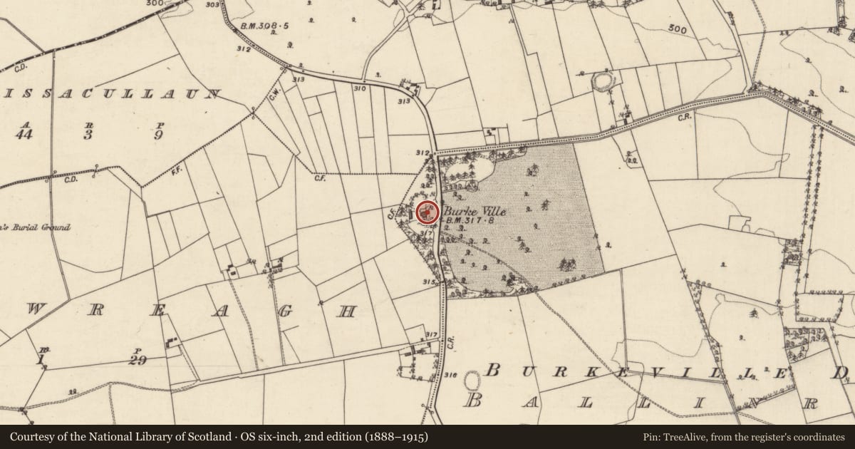 Ordnance Survey six-inch map, 2nd edition (1888–1915) covering the location of House - 18th/19th century, Ballinrooaun, County Galway, with a pin at the register's coordinates