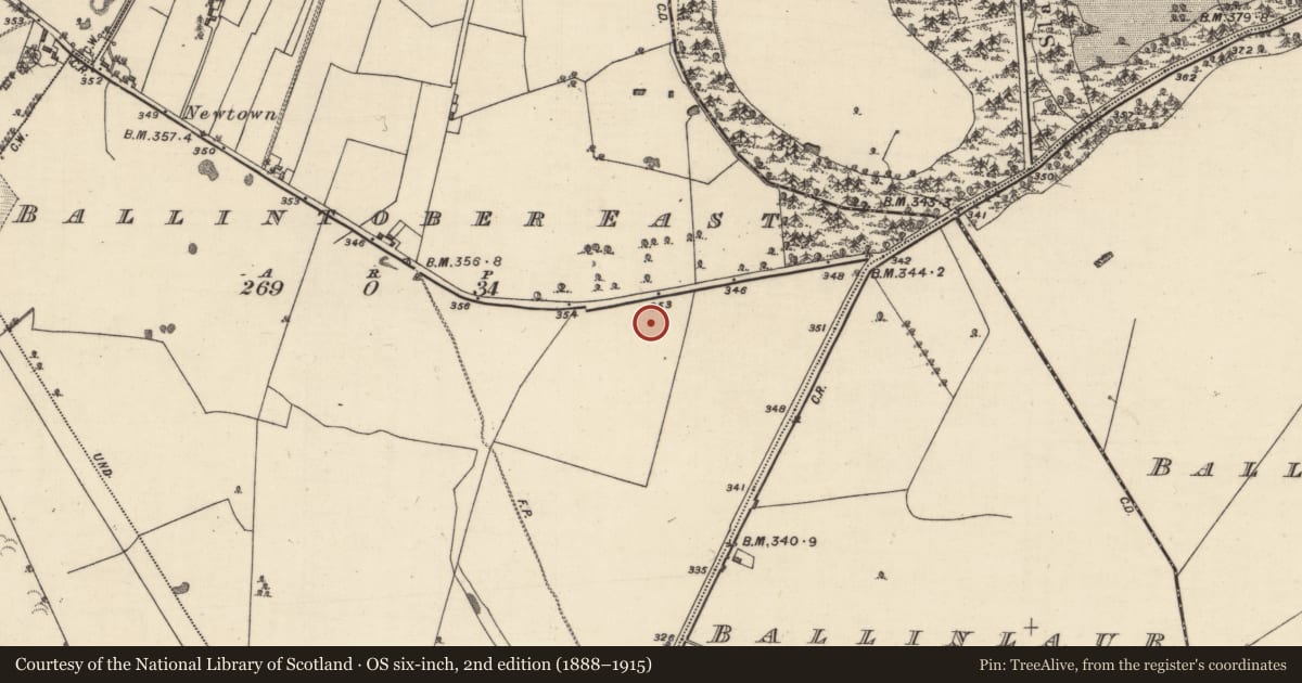 Ordnance Survey six-inch map, 2nd edition (1888–1915) covering the location of Enclosure, Ballintober East, County Galway, with a pin at the register's coordinates