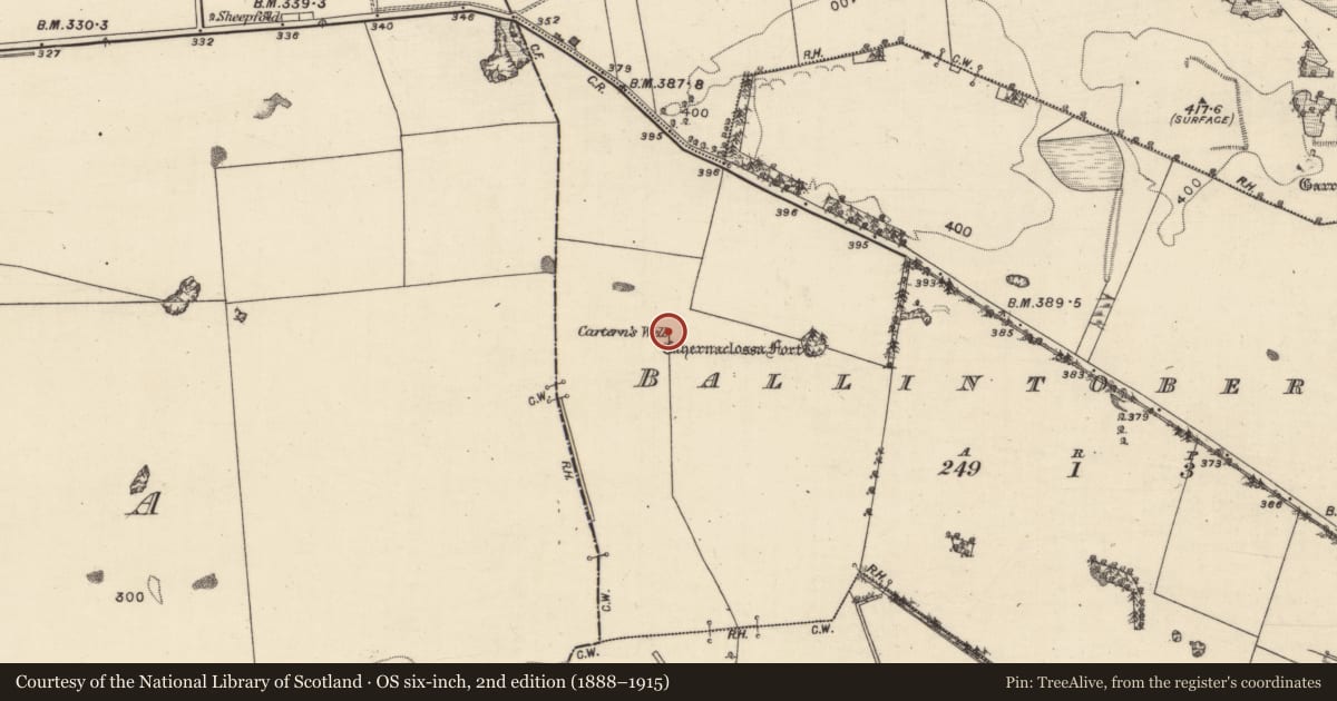 Ordnance Survey six-inch map, 2nd edition (1888–1915) covering the location of Well, Ballintober West, County Galway, with a pin at the register's coordinates
