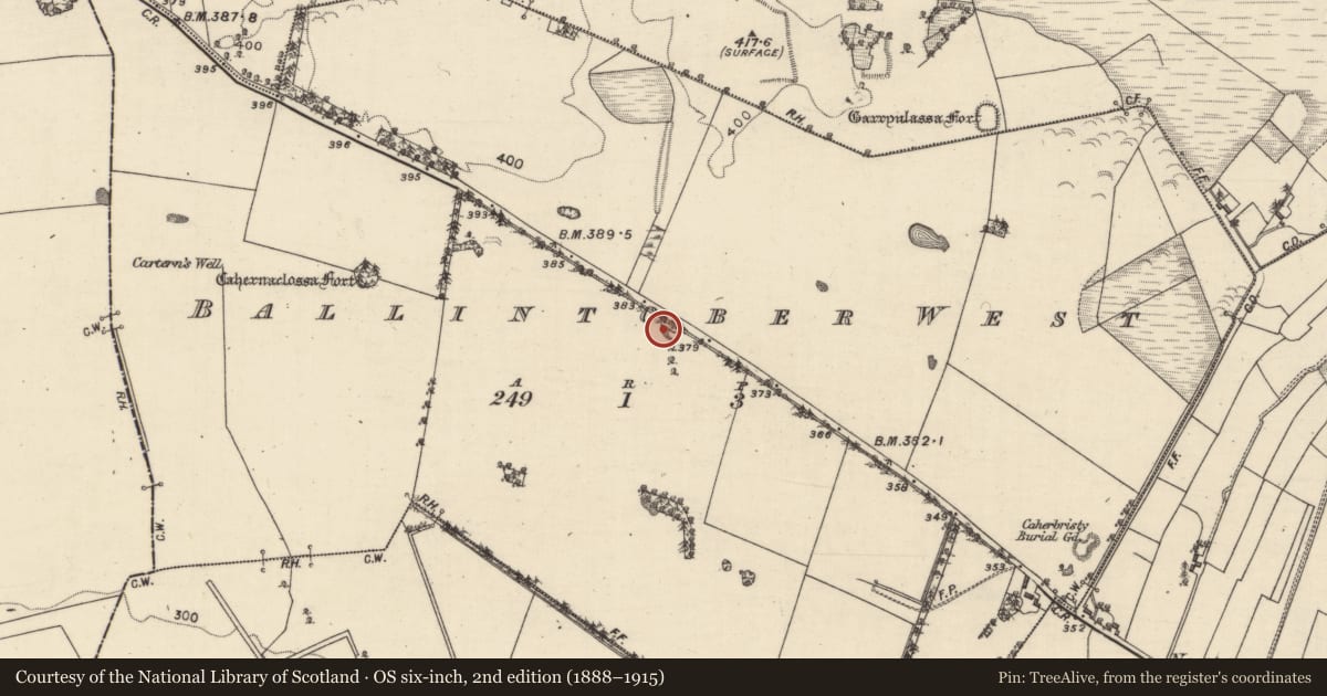 Ordnance Survey six-inch map, 2nd edition (1888–1915) covering the location of Quarry, Ballintober West, County Galway, with a pin at the register's coordinates