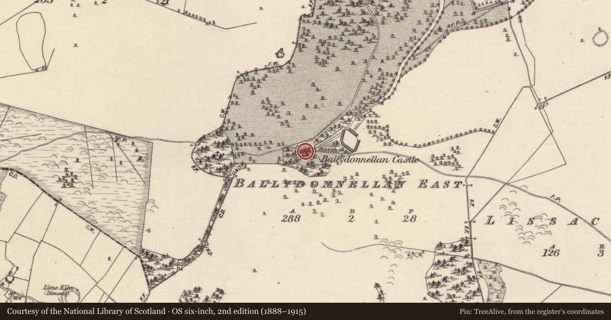 Ordnance Survey six-inch map, 2nd edition (1888–1915) covering the location of House - 17th century, Ballydonnellan East, County Galway, with a pin at the register's coordinates