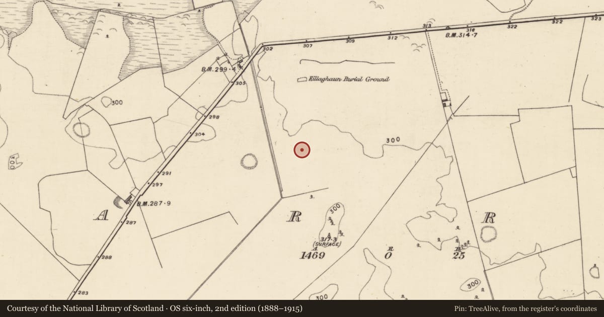 Ordnance Survey six-inch map, 2nd edition (1888–1915) covering the location of Field system, Carra, County Galway, with a pin at the register's coordinates