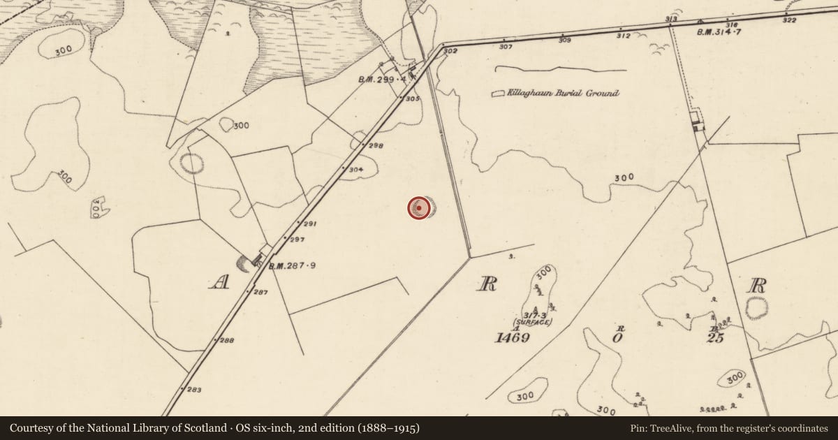 Ordnance Survey six-inch map, 2nd edition (1888–1915) covering the location of Ringfort - rath, Carra, County Galway, with a pin at the register's coordinates