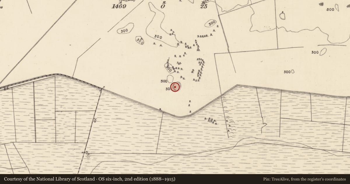 Ordnance Survey six-inch map, 2nd edition (1888–1915) covering the location of Souterrain, Carra, County Galway, with a pin at the register's coordinates