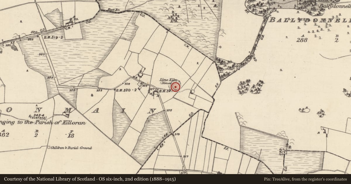 Ordnance Survey six-inch map, 2nd edition (1888–1915) covering the location of Ringfort - rath, Cloonmain, County Galway, with a pin at the register's coordinates