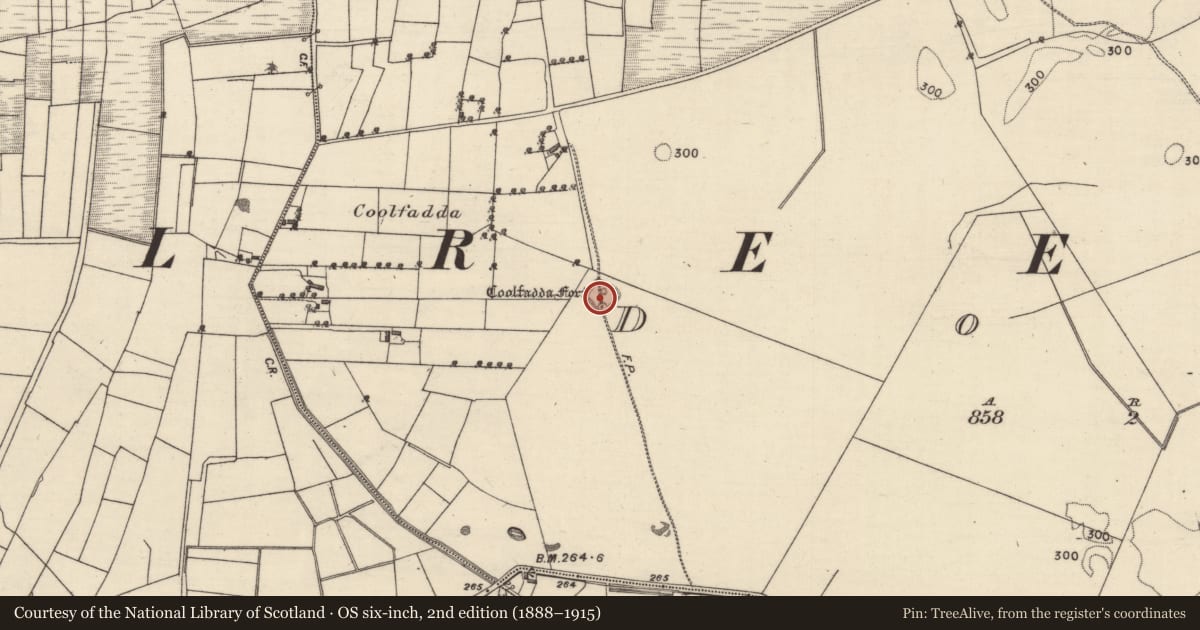 Ordnance Survey six-inch map, 2nd edition (1888–1915) covering the location of Ringfort - rath, Doon, County Galway, with a pin at the register's coordinates